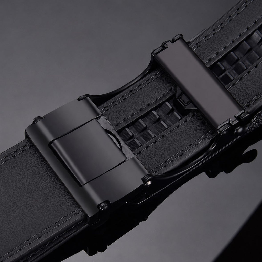Rhinobelt Automatic Belt – Genuine Leather – Without Holes – Carbon – Black