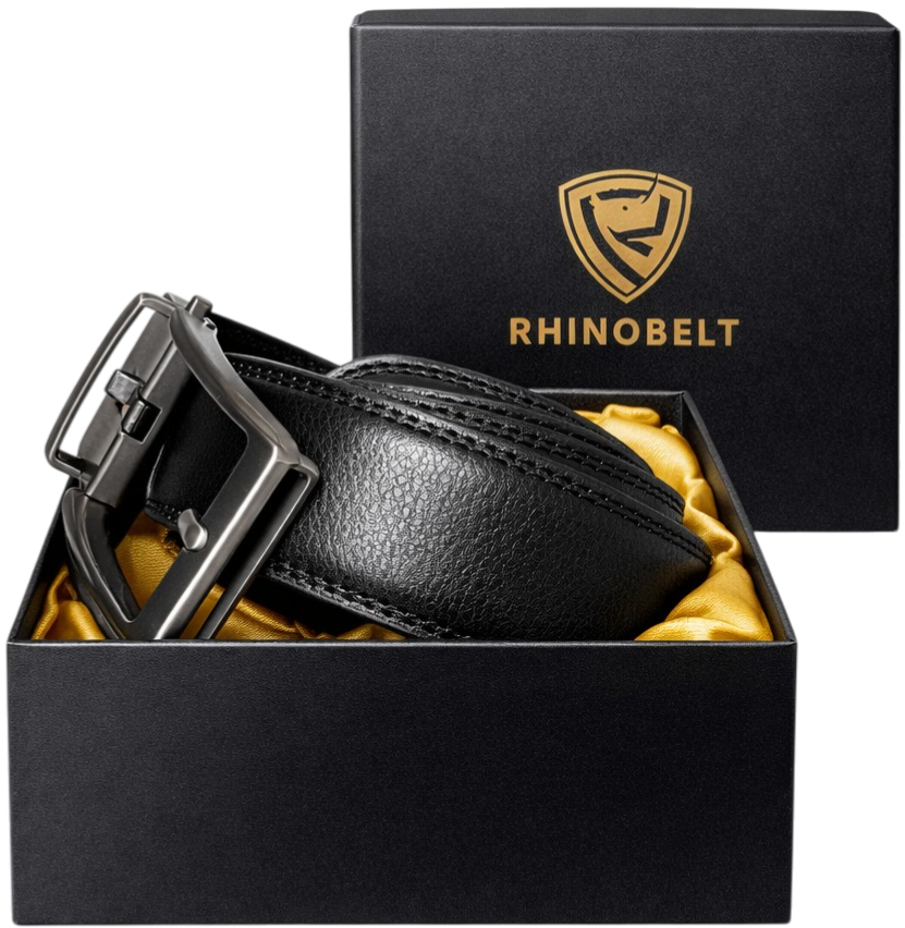 Rhinobelt Automatische Riem – Echt Leer – Zonder Gaatjes - Zwart