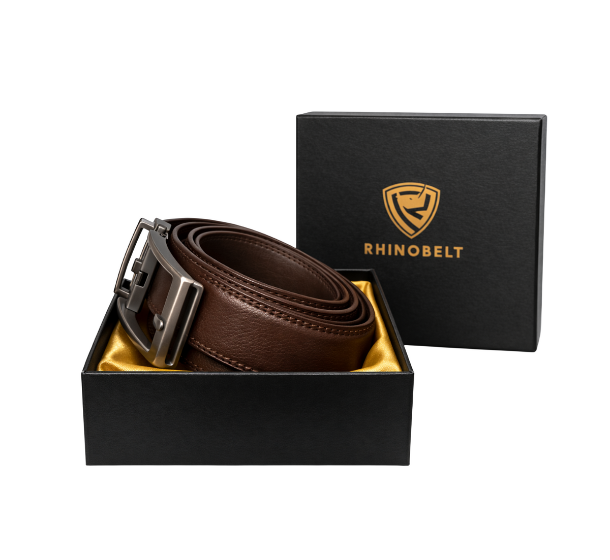 Rhinobelt Automatic Belt – Genuine Leather – Buckle-Free – Brown