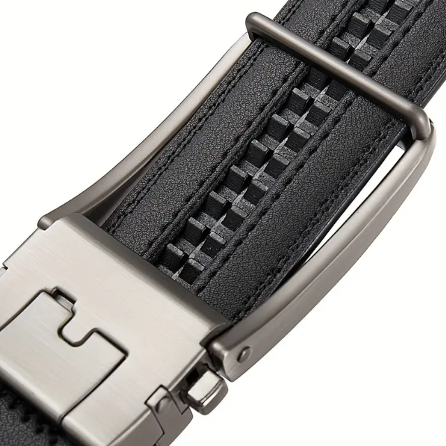 Rhinobelt Automatische Riem – Echt Leer – Zonder Gaatjes - Zwart