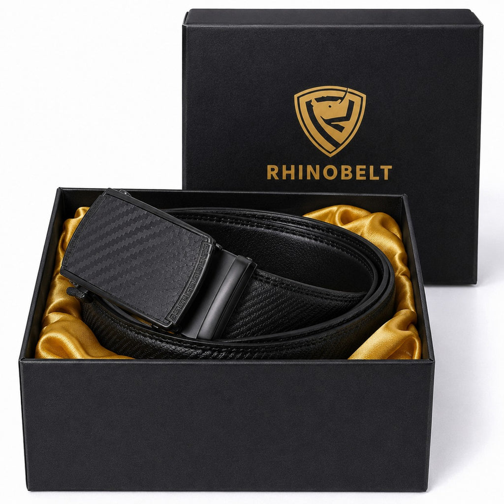 Rhinobelt Automatic Belt – Genuine Leather – Without Holes – Carbon – Black
