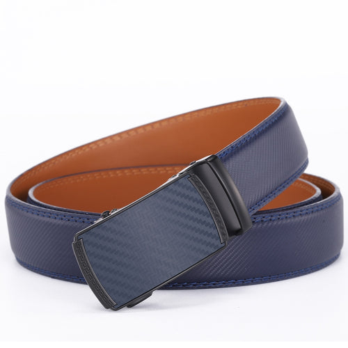 Rhinobelt Automatische Riem – Echt Leer – Zonder Gaatjes - Blauw