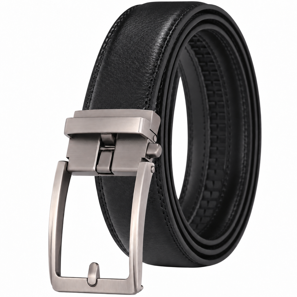 Rhinobelt Automatische Riem – Echt Leer – Zonder Gaatjes - Zwart